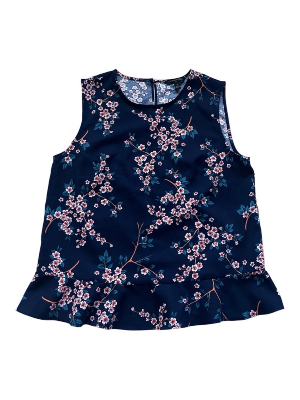Banana Republic Navy Floral Sleeveless Blouse size S